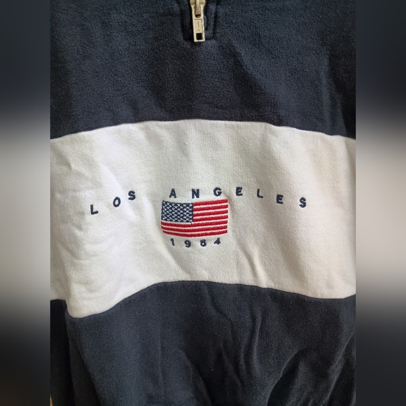 John Galt Woman’s 1/4 Zip Pullover Sweater Navy Blue Sz S Collared LA 1984 - Picture 3 of 8